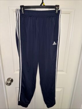 NWOT adidas Mens Navy Track Joggers with White Stripes